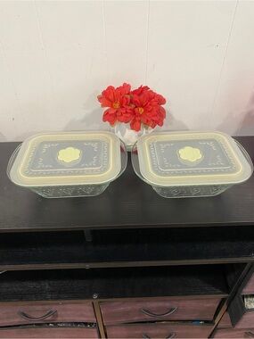 Princess House Glass Food Storage Dishes with Lids - Set of 2